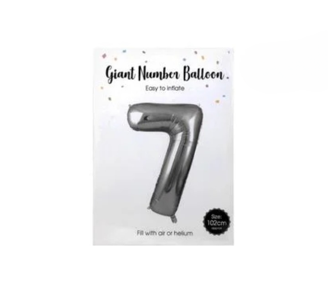 Eye-Catching Silver Number 7 Foil Balloon (102 cm) - Perfect for Birthdays