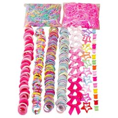 885 Piece Bulk Assorted Kids Hair Ties And Clips Accessories Set - Multicolor