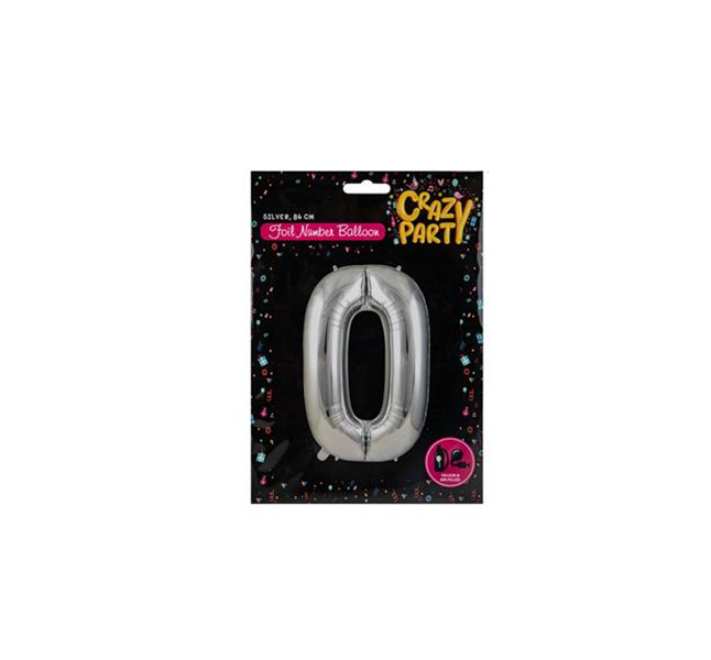Crazy Party - Silver Foil Helium Balloon 0 (86cm) F-03 x 4