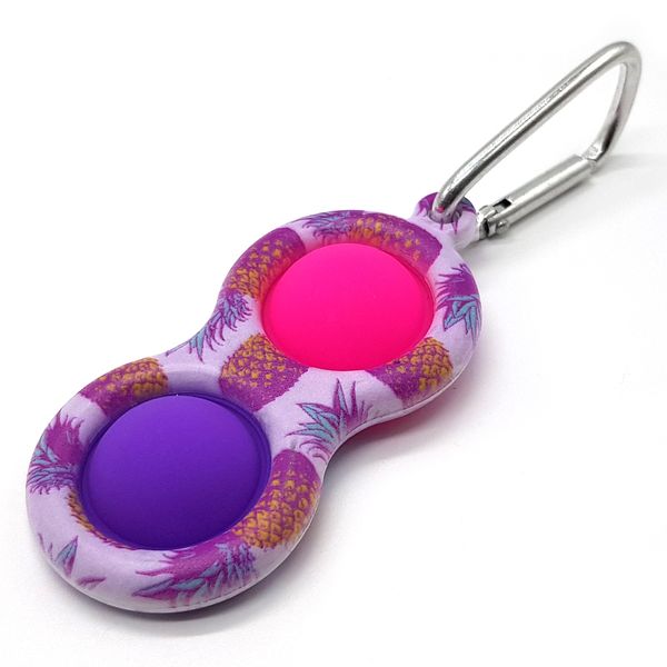 BUFFTEE Fidget Pop It Toy Key Ring - Double Bubble POP Keychain - Fruity