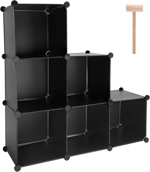 6 Cube Modular Storage Organizer - Stackable Plastic DIY Bookshelf Shelves