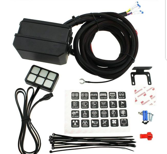 12 Volt 6 Gang Button Switch Panel With Relay Control Box