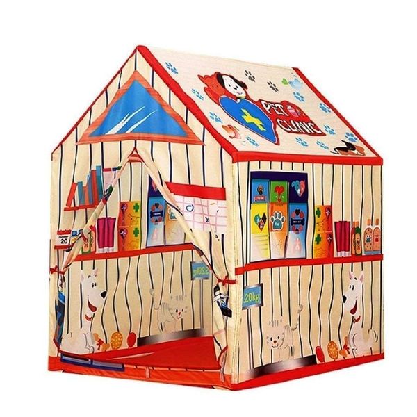 Kids Vet Clinic Play Tent - Animal Doctor Role Play Toy Foldable Playhouse