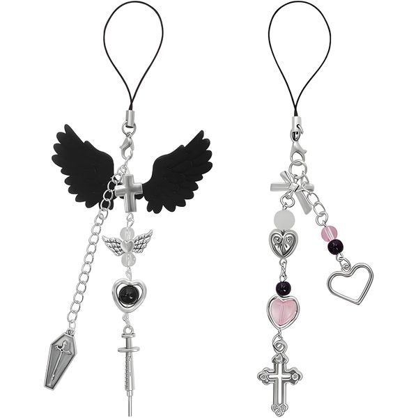 Angel Wings, Bow Tie Love Cross Cell Phone Chain Sweet Cool Hottie Style