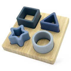 BinkyJo Blue Horizon Silicone and Bamboo Shape Sorter Educational Baby Toys