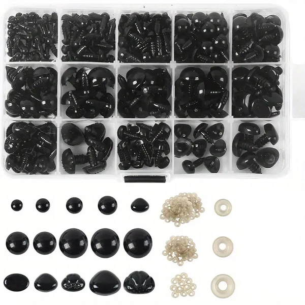200pc Plastic Crochet Safety Eyes &amp; Nose for 6-14mm Stuffed Animals