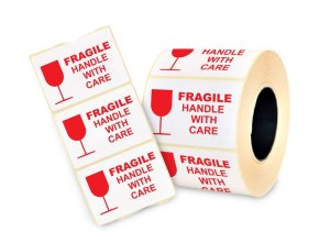 Unitac Fragile Handle With Care Labels - Roll of 1000
