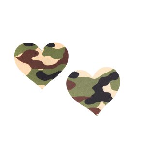 Up-Tape Yes Sir! CamoHearts - Olive Crush Love Nipple Covers - 5 Pairs Reusable Nipple Covers