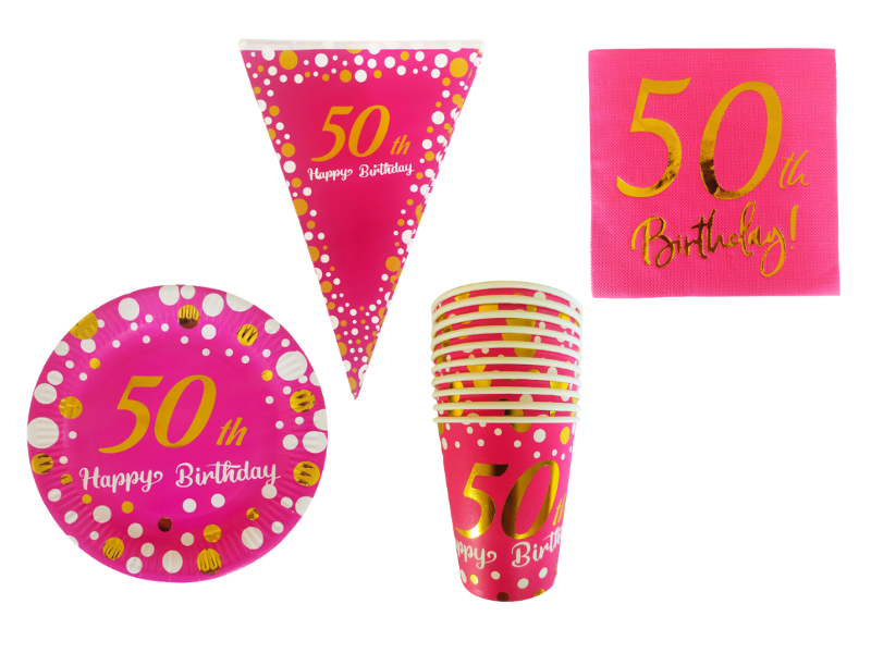 50th Birthday Party Decorations - Pink and Gold