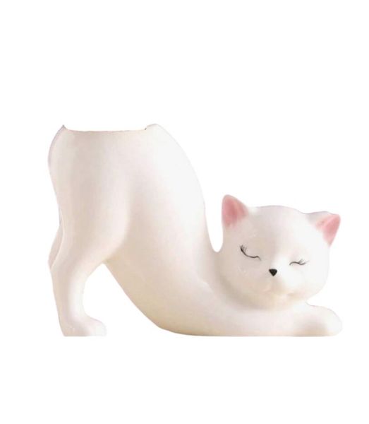 Tabletop Cat Makeup Brush Pot Plant Holder