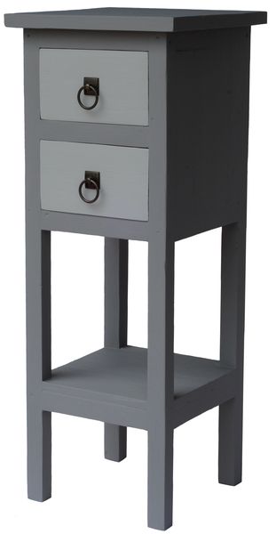 GC Juliet2 Tall Slim Accent Table with 2 Drawers &amp; Shelf Stand - Wood