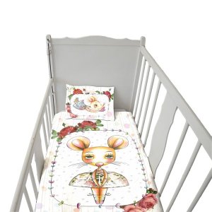 Rosy Mouse Cot Duvet Set