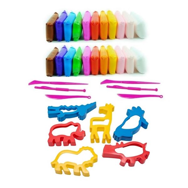 Kids Super Light Air Crafting Clay &amp; Wildlife Animal Cookie Cutters