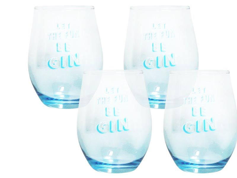 Gin Glass Set - Let the Fun Be Gin -590ml - 4 Piece