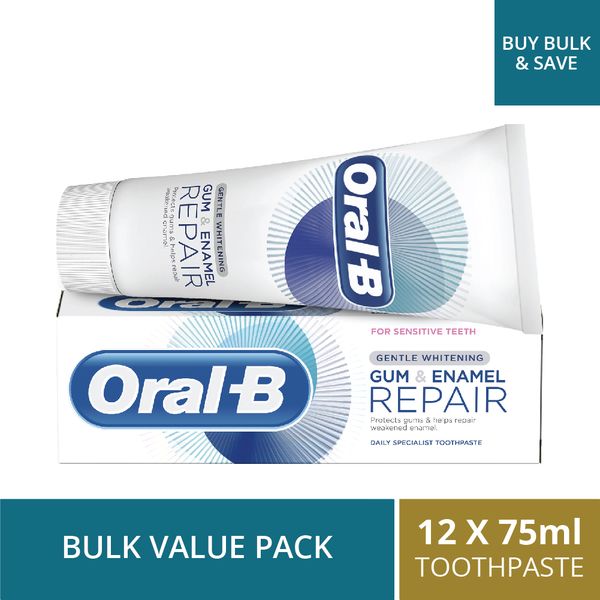 Oral-B Gum &amp; Enamel Repair - Gentle Whitening - 12 x 75ml - Bulk Pack