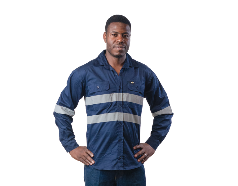 Vulcan Hi Viz 100% Cotton Vented Mining Shirt - Long Sleeve