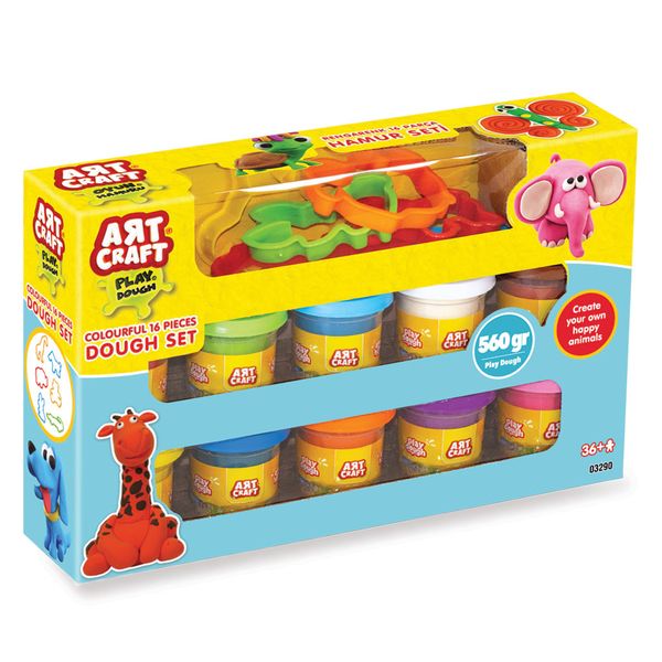 Art &amp; Craft Play Dough Set - 16 Pieces. Colorful Dough Set
