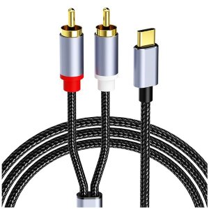 USB C to 2RCA Audio Cable Adapter Type-C to Dual RCA 1M