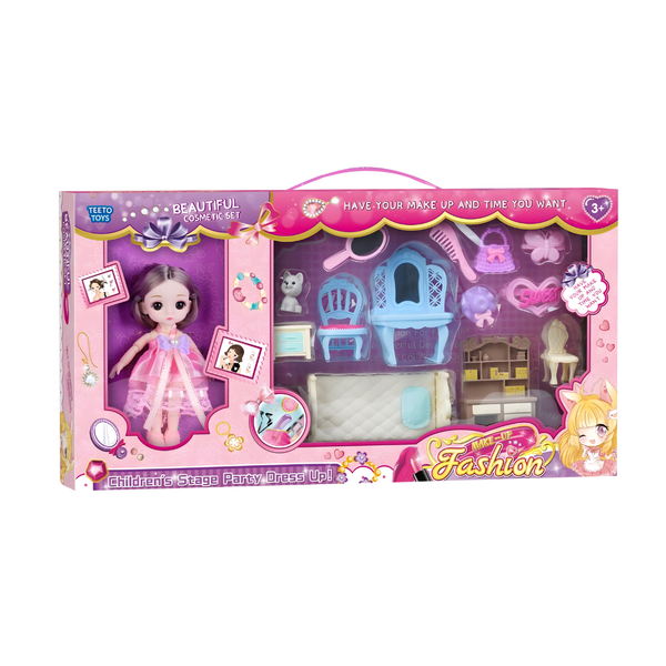 Fashion Doll Bedroom Playset with Dressing Table and Furniture for Girls