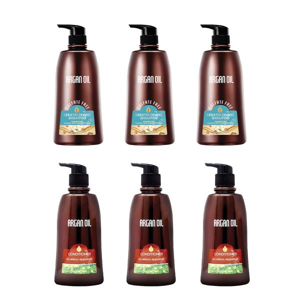 Argan Oil Keratin Deluxe Set: 3 Shampoos &amp; 3 Conditioners 750ml