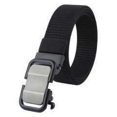 Tactical Belt, Hole-Free Adjustable Nylon Webbing, Concealed Carry, Black
