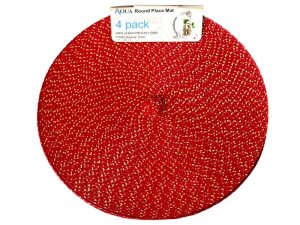 Placemats Round Weave Red - 4 Piece