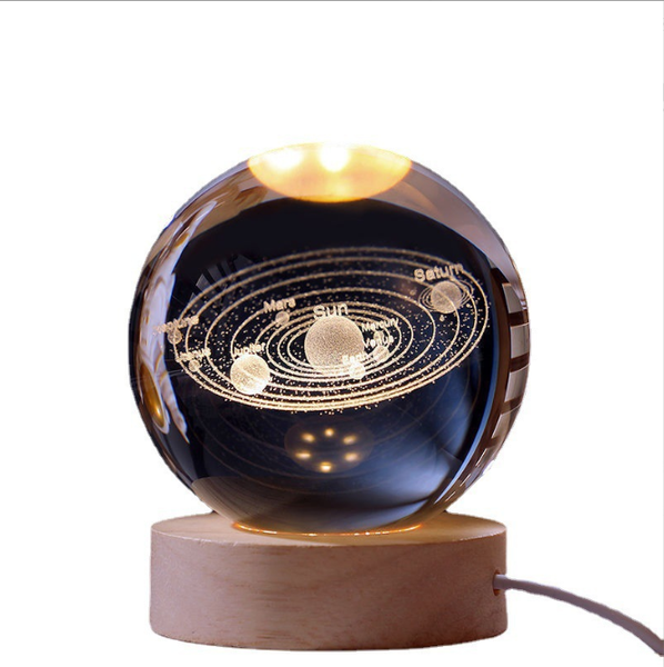 Night Light, 3D Solar Model, Includes Wooden Stand