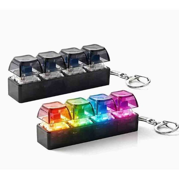 LED Light Up Mini Keyboard Clicker Fidget Keychain Keyboard Fidget Toy