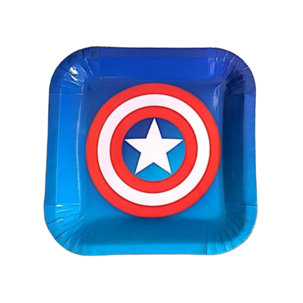 Captain America Shield Paper Plates 10 Piece -23cm