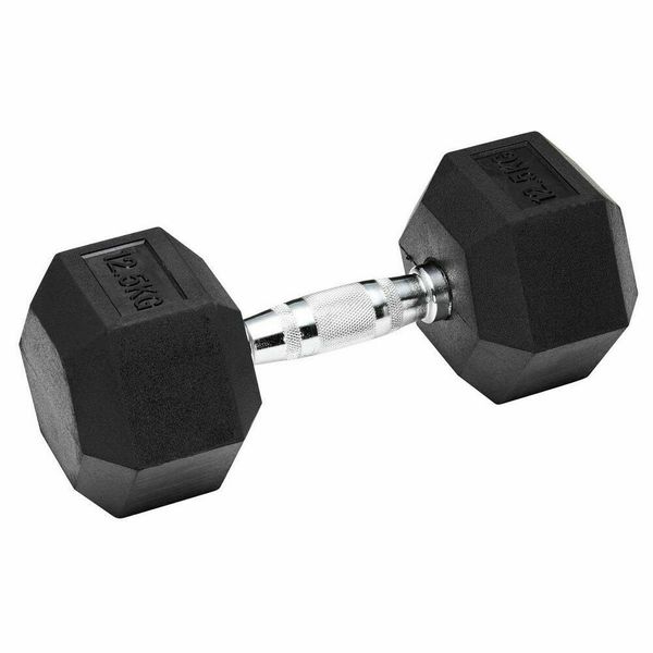 Shen Commercial Rubber Hexagonal Dumbbell 12.5kg with Chrome Handle