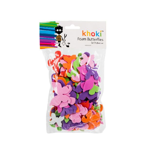 Foam Butterflies - Self Adhesive - Assorted Colours - Pack of 2