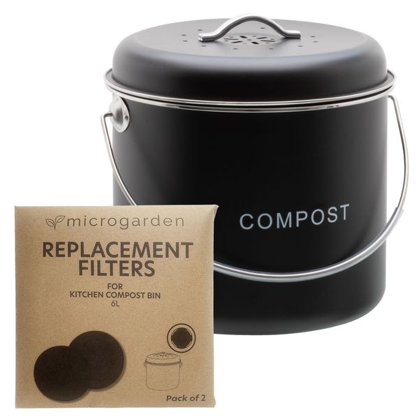6 L Kitchen Compost - Recycling Bin + Charcoal Filters Replacement set