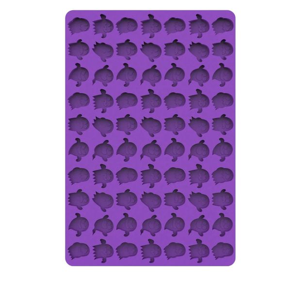 77 Cavity Ghost and Halloween Character Silicone Candy Mould - Purple