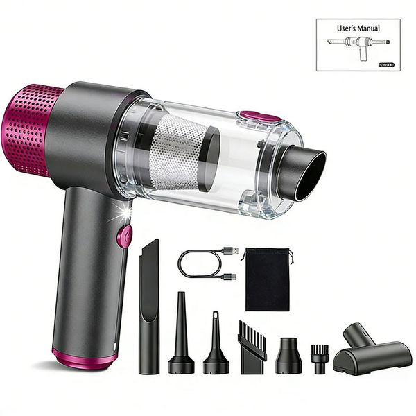 2in1 Compressed Air Duster, Mini Electric Air Blower Cleaner with LED Light