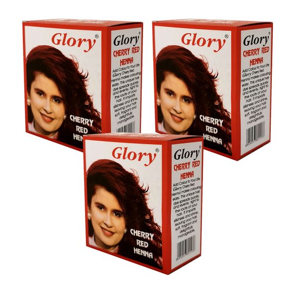 Glory Henna Natural Hair dye - Ammonia Free - Cherry Red - 3 Pack