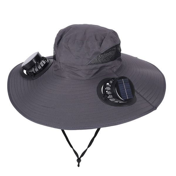 Solar Powered Fan Sun Hat UPF 50+ Fishing Bucket Hat with Dual Fans