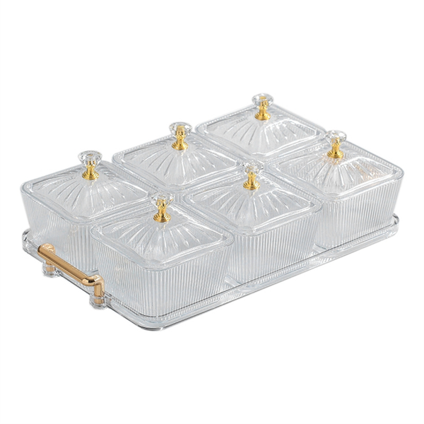 Snack Serving Platter Appetizer Serving Tray Transparent-White
