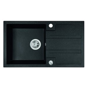 Laveo Barbados Granite Sink 1 Bowl with Drainer - Black