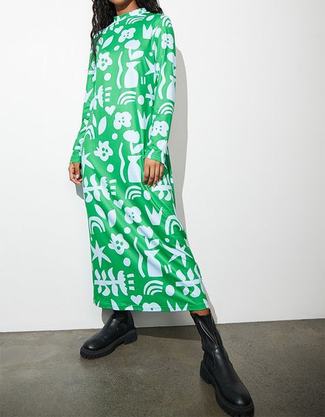 Printed Knit Column Dress