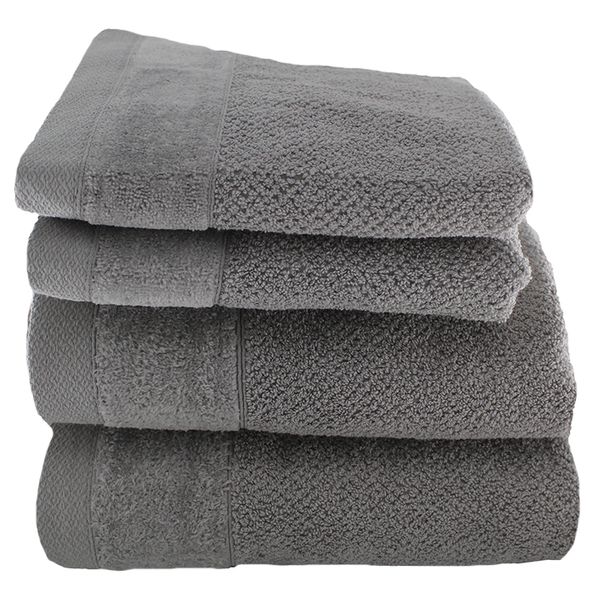 Wedgewood Collection 550gsm-100% Cotton -Grey -2 Hand Towels, 2 Bath Sheets