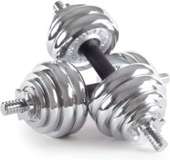30KG Adjustable Chrome Dumbbell Set (Silver) 15KG Pair