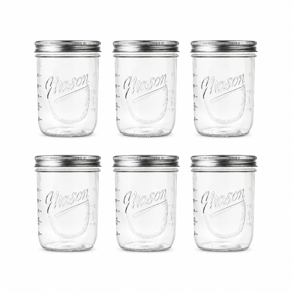 Danny Home Mason Glass Jars with Metal Lids - 480ml, 6 Piece Set