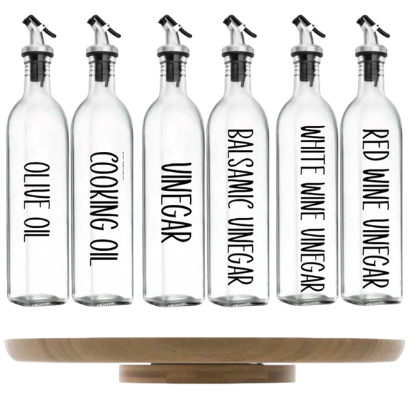 Oil &amp; Vinger Bottles on Bamboo Lazy Susan