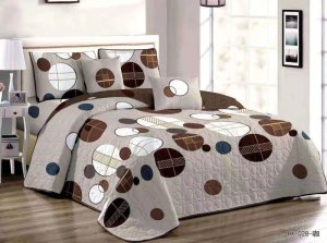 Bedspread Set Queen 5 Piece Microfiber Dot Circle Pattern