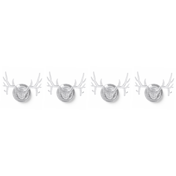 4-Pack - Decorative Antler Wall Hooks - Silver