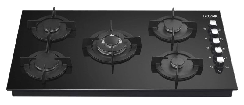 Goldair Black Glass 5 Plate Gas Hob Model number GBGH-5001