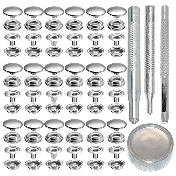 72Pcs 15MM Stainless Steel Fastener Snap for Boat Canvas Silver