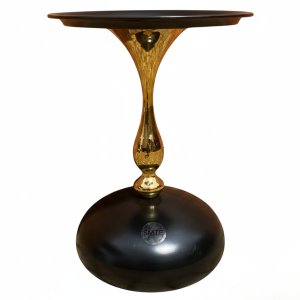 SMTE - Luxury Marble Pedestal Accent Side Table with Gold Stem - Black
