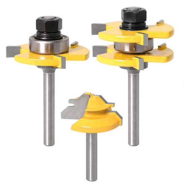 Tongue Groove Joint Bit 45 Lock Mitre Router Set 6mm Shank - 3 Pack