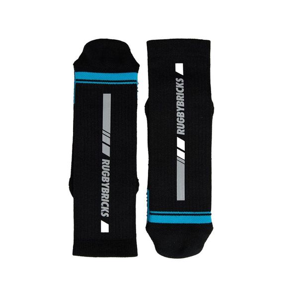 Rugby Bricks Hot Stepper Gripper Socks Black/Lake Blue Size Uk 8-10